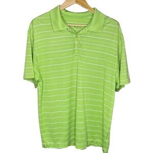 Nike Golf Mens Dri-Fit Stripped Polo Green White Size Large